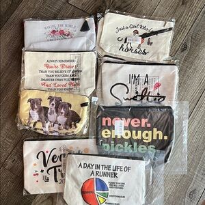 Lot of 14 Assorted Canvas Pouches with Fun Prints